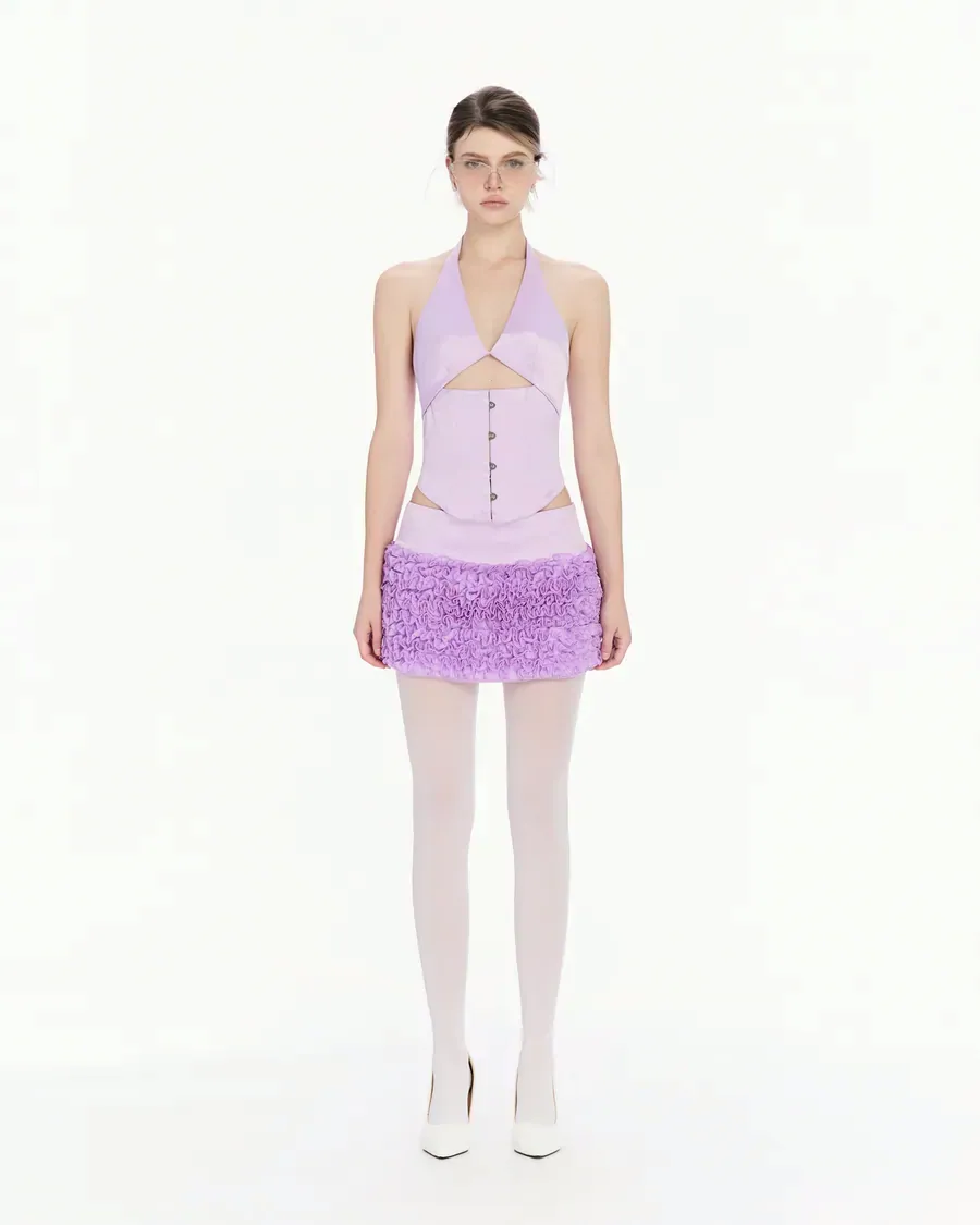Set yếm corset & chân váy màu Tím