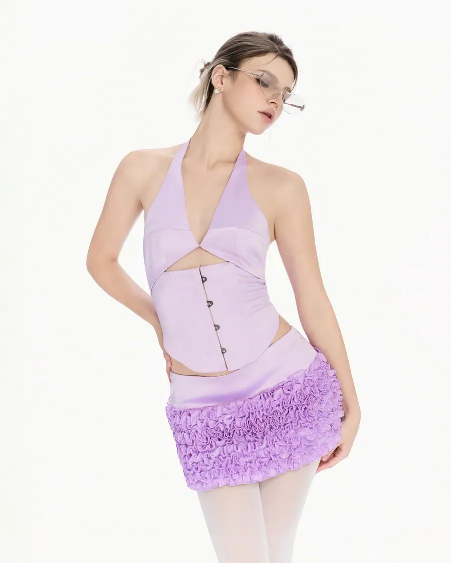 Set yếm corset & chân váy màu Tím — ảnh 4