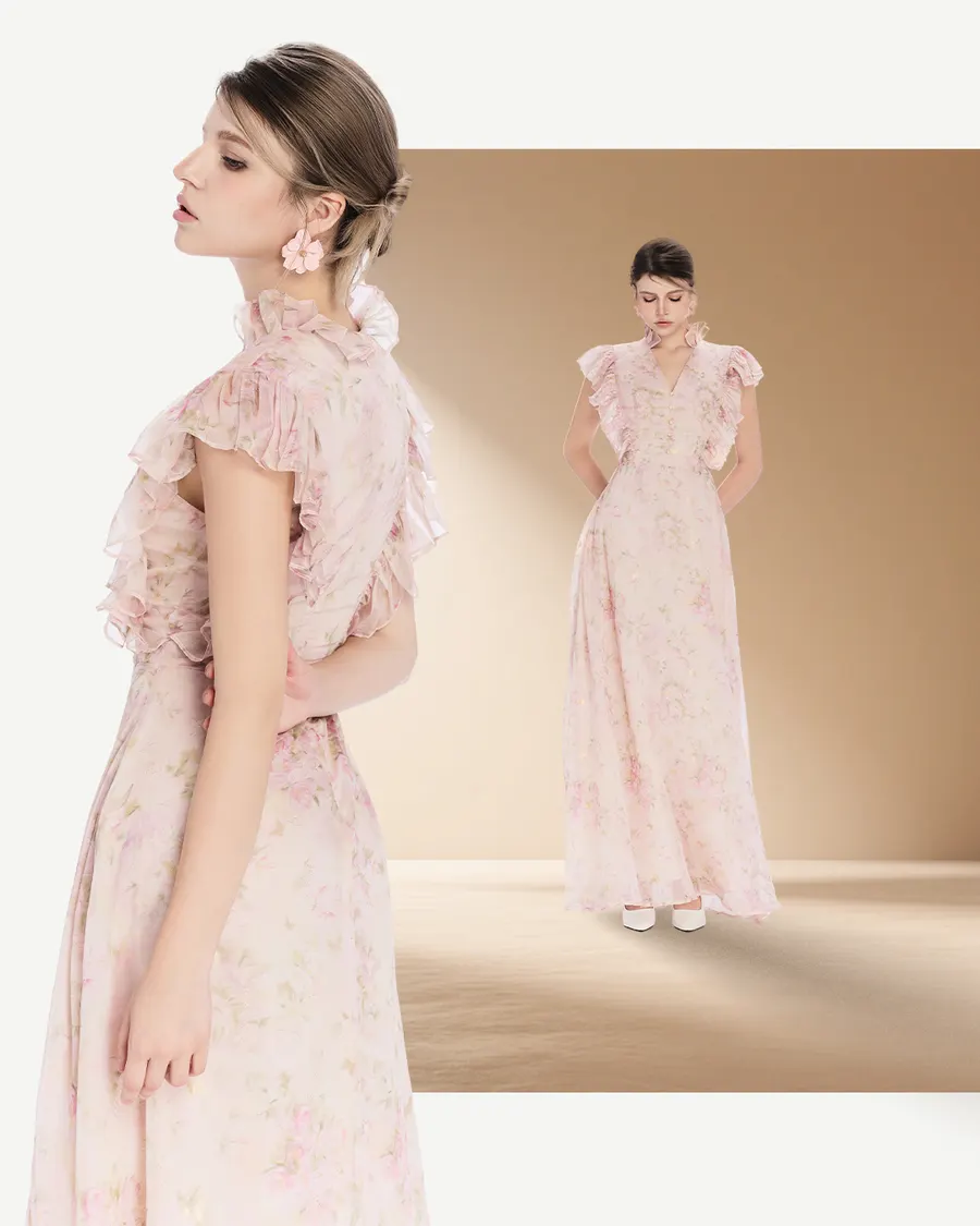 Đầm tơ hoa cánh tiên — ảnh thật tại The Julie